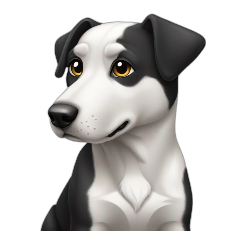 perro blanco y negro sentado emoji