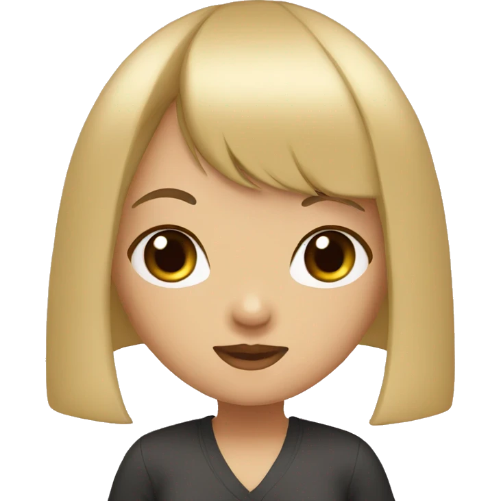 GIRL, BOB CUT, BLOND, BANGS, BLACK EYES, ASIAN emoji