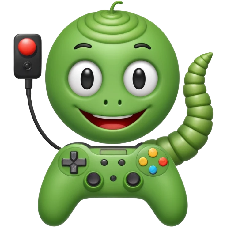 A worm playing video games emoji