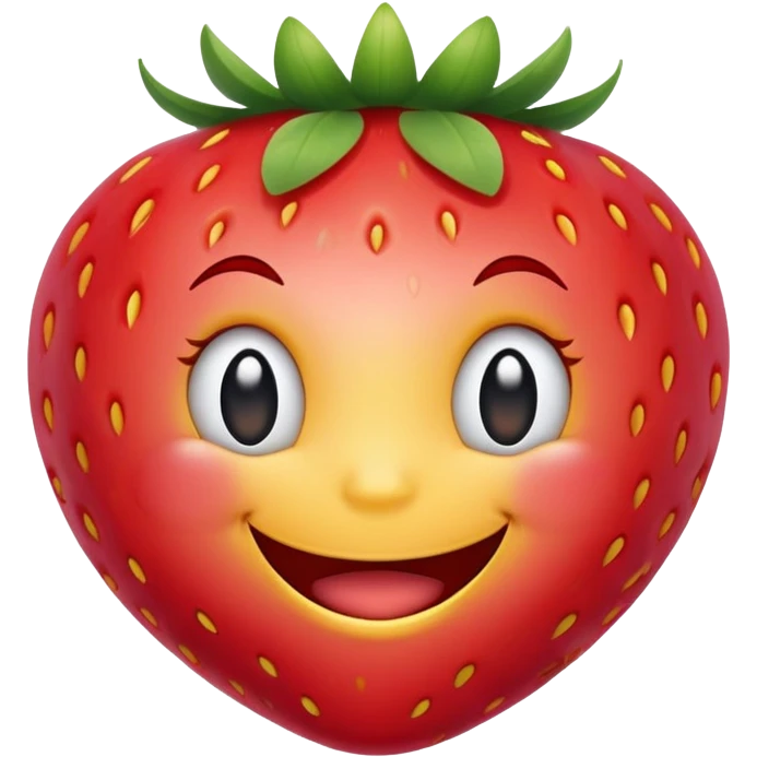 strawberry with lifelike shape and color, with emoji expression emoji