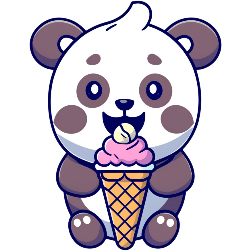 Panda eating ice cream emoji