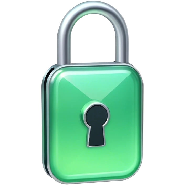 Holographic and glassmorphic green lock emoji