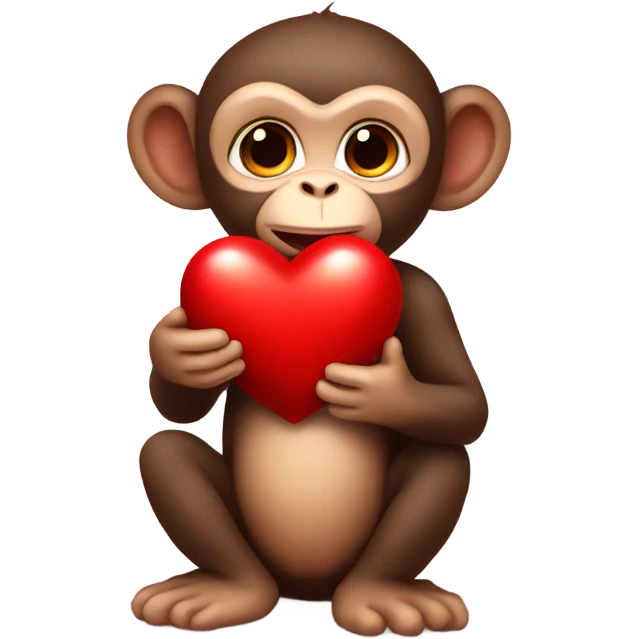 Baby monkey holding a red heart  emoji