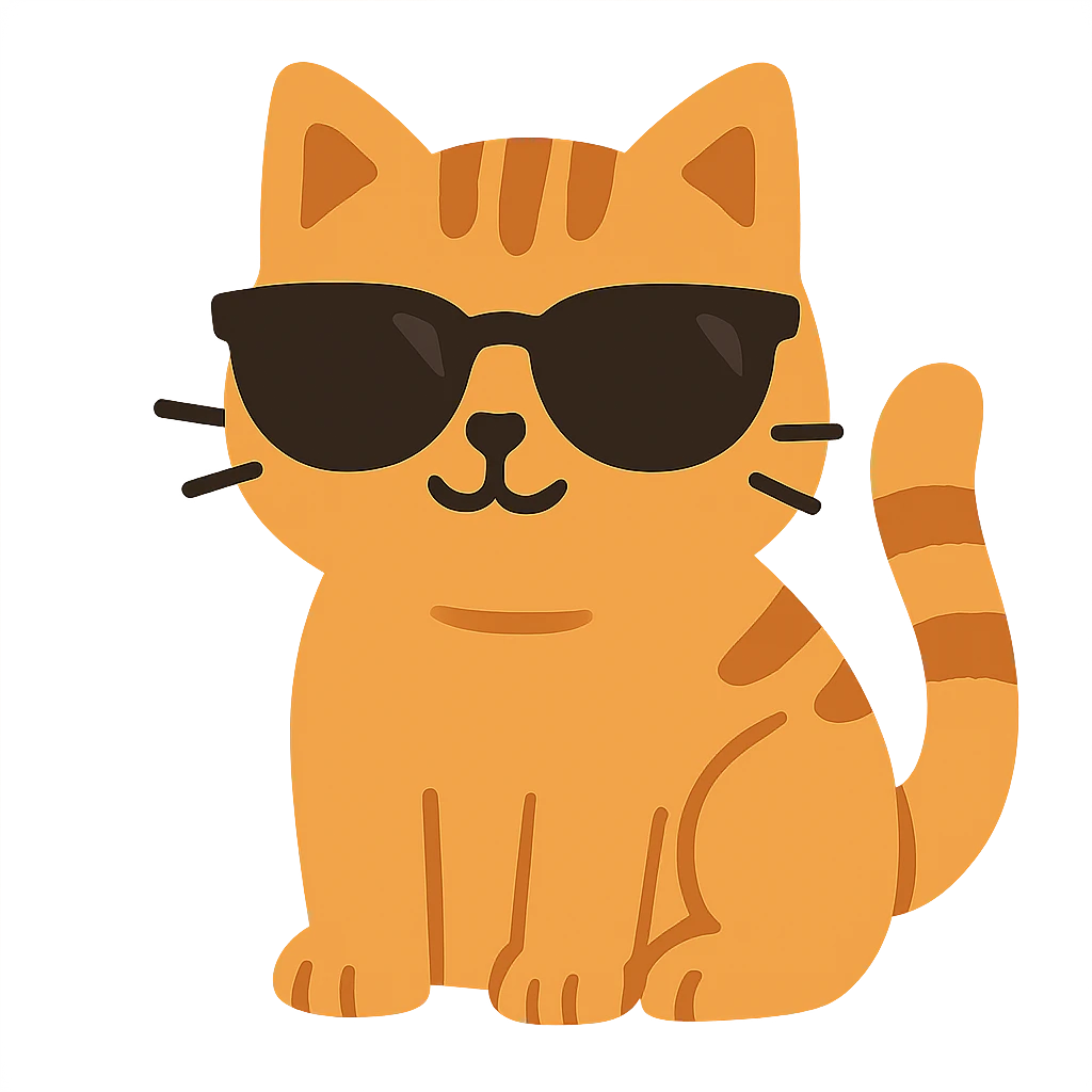 flat toon style cat wearing sunglasses emoji