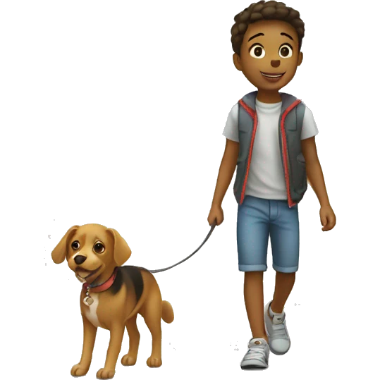 kid is walking the dog emoji