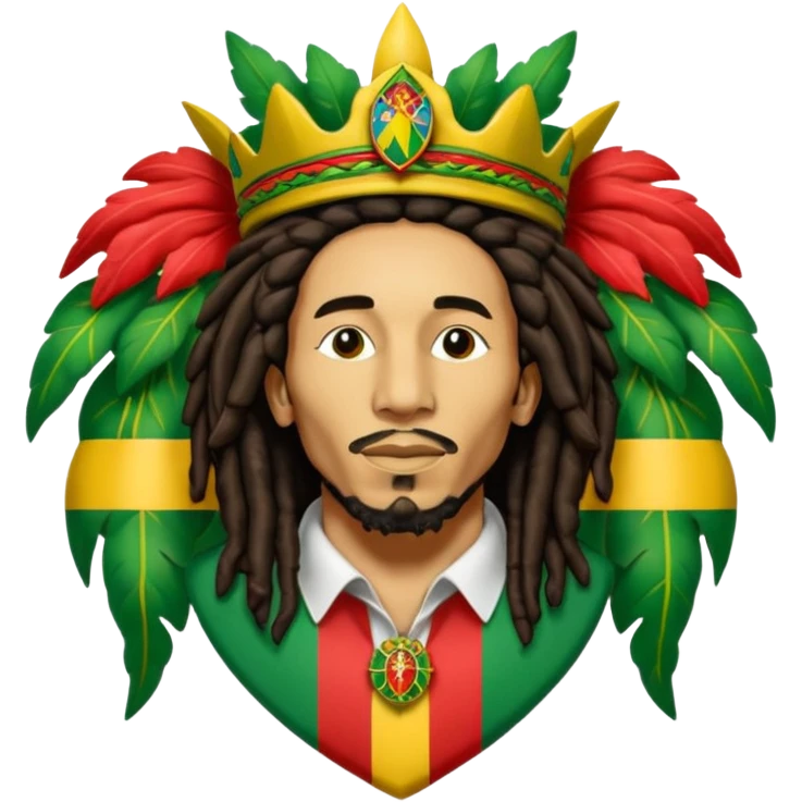 Bob Marley heraldic crest made with ethiopian colors emoji