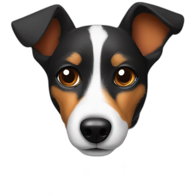 Black and white jack russel with fox’s ears emoji
