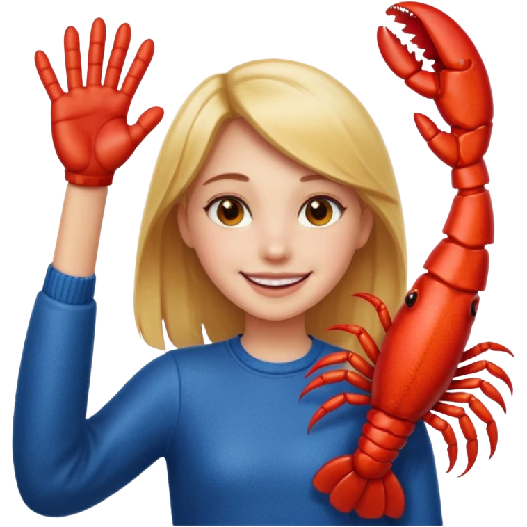 a lobster claw high five a girl emoji emoji