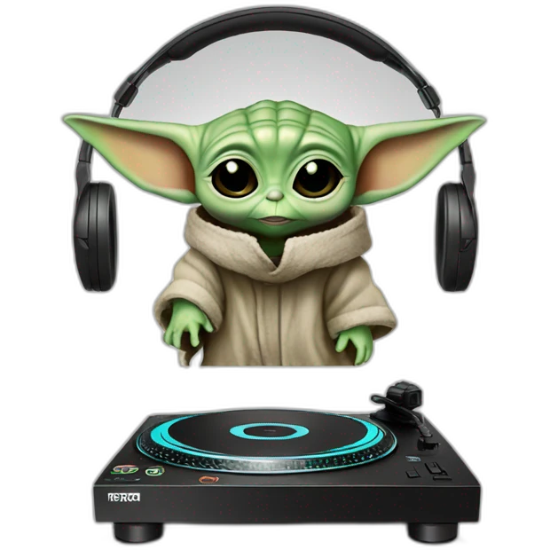 baby yoda full body dj headset and table emoji