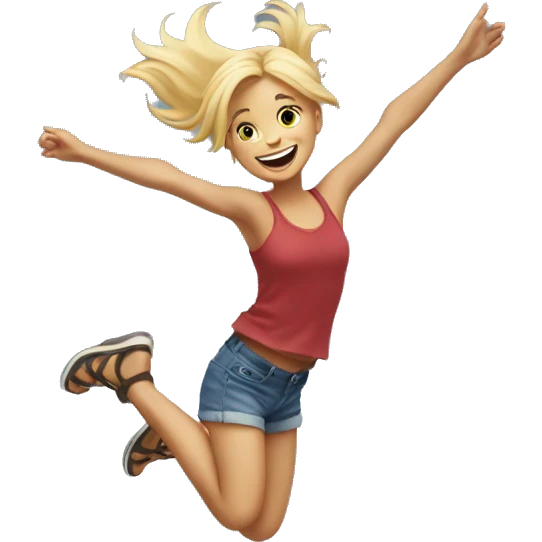 Blonde girl jumping for joy emoji