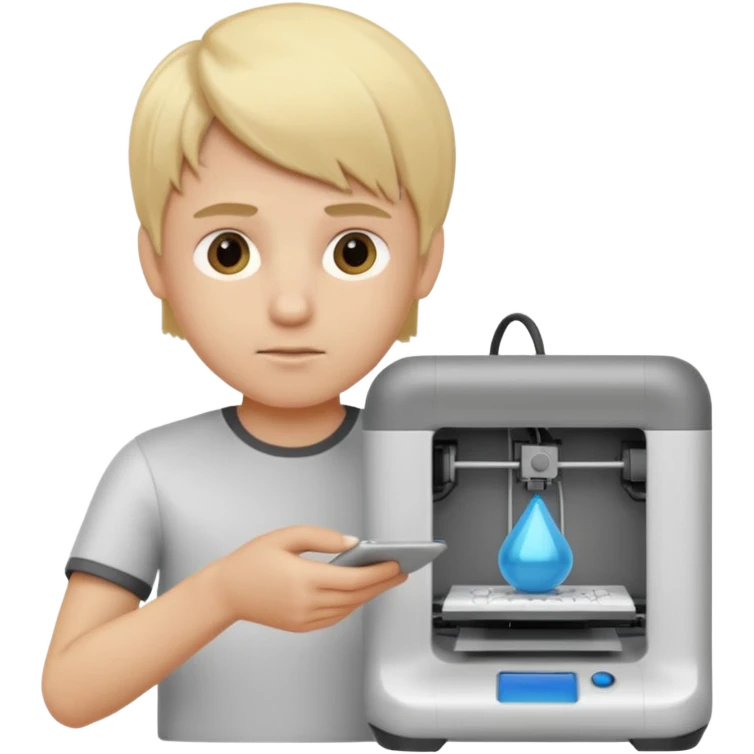 Boy with blonde hair using 3D Printer emoji