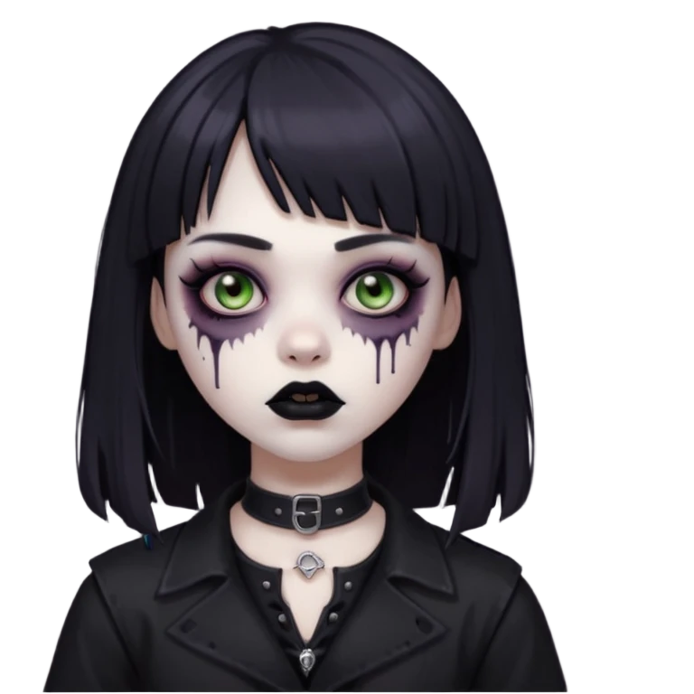 Faça uma zumbi com franja da subcultura gothc emoji