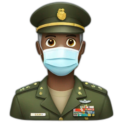 a military man in a Medical masks emoji