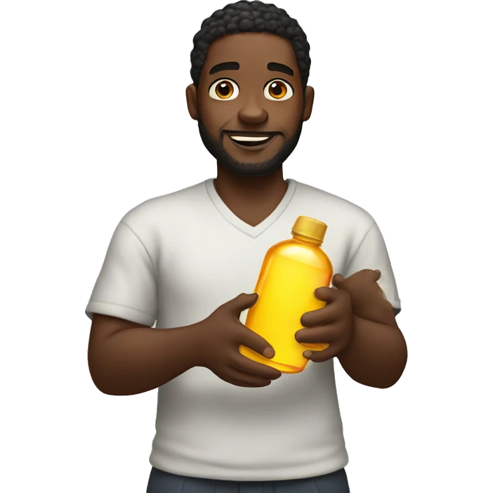 black man holding baby oil emoji