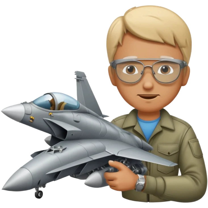 Blind man working on fighter jet  emoji