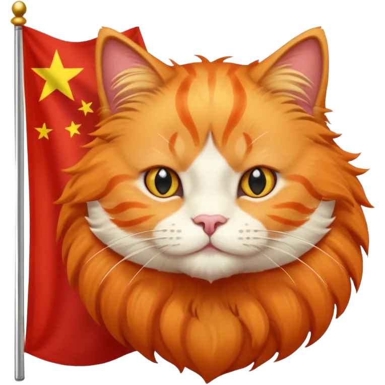 Orange Cat With the Flag of China in the backgorund emoji