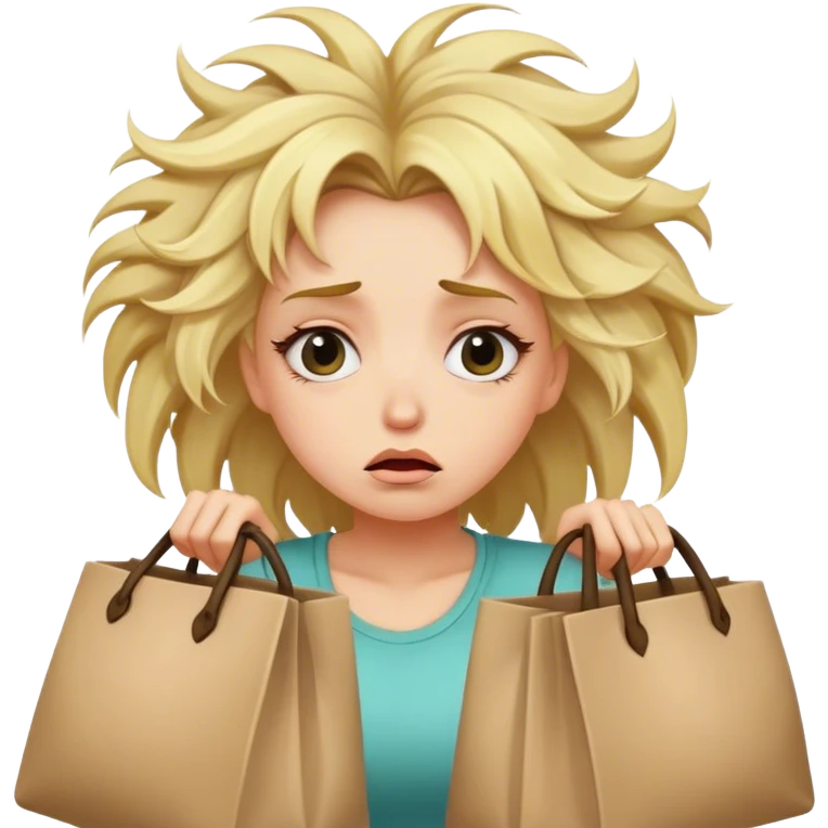 Crazy hair Tired blonde girl with sleepless bags emoji