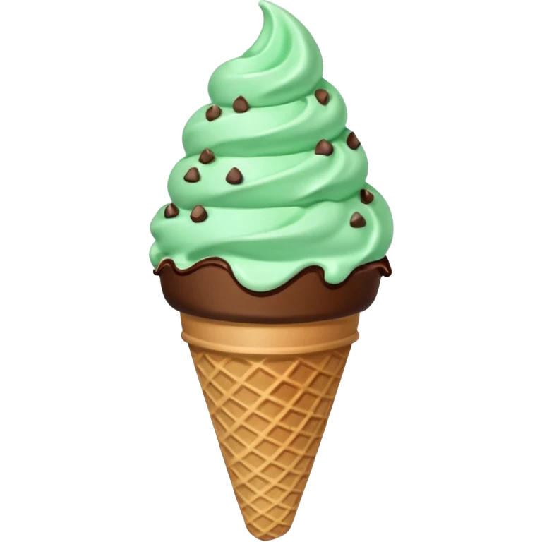 ice cream cone with mint green scoop and chocolate chips emoji