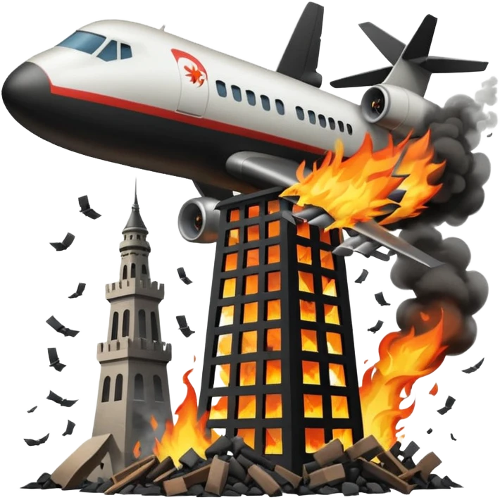 Kuleye çarpan uçak emoji