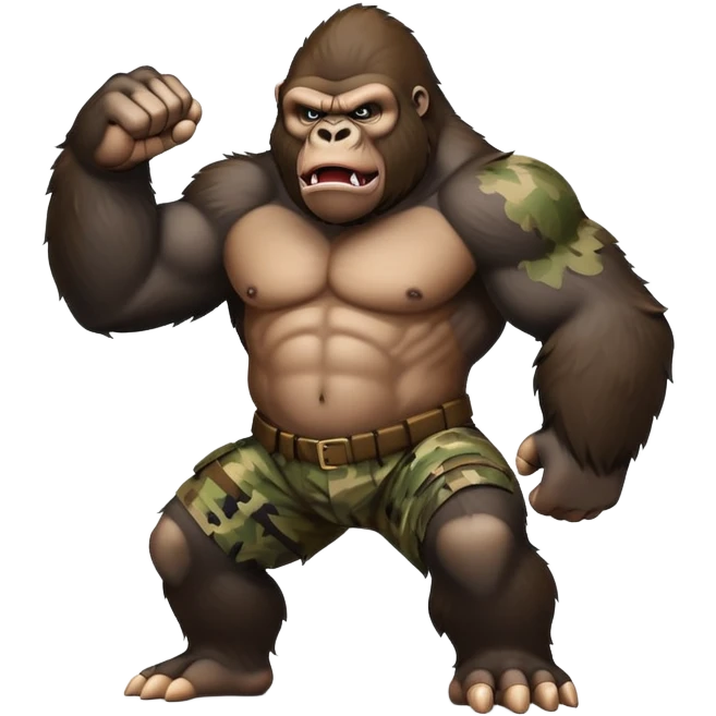 A gorilla fighting a war as gorilla warfare emoji