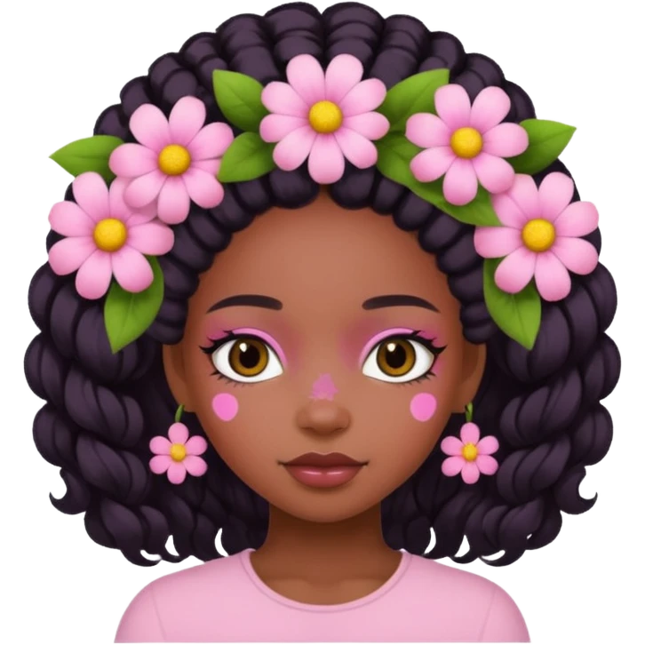 Pastel Pink Black Girl With Flowers emoji