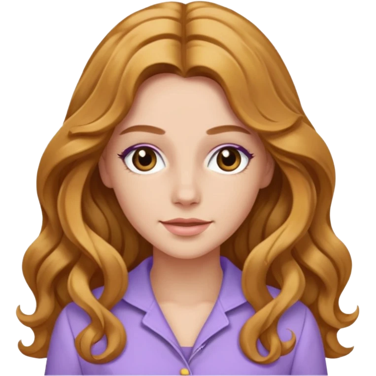 Rachel Bryant from Summer of Fear with long golden brown wavy hair, lavender outfit emoji