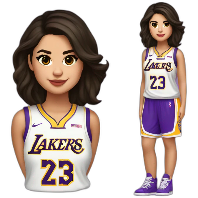 selena gomez wearing lakers jersey emoji