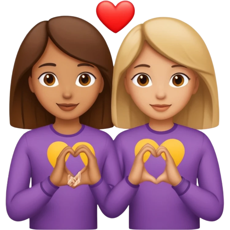 Besties making heart from hand emoji
