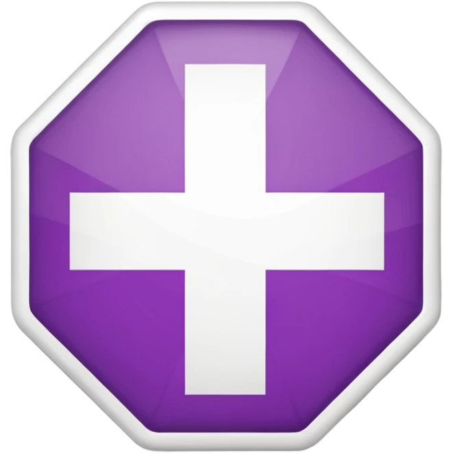 purple octagonal sticker, small Swiss flag in center, official look, no text, no trash bag emoji