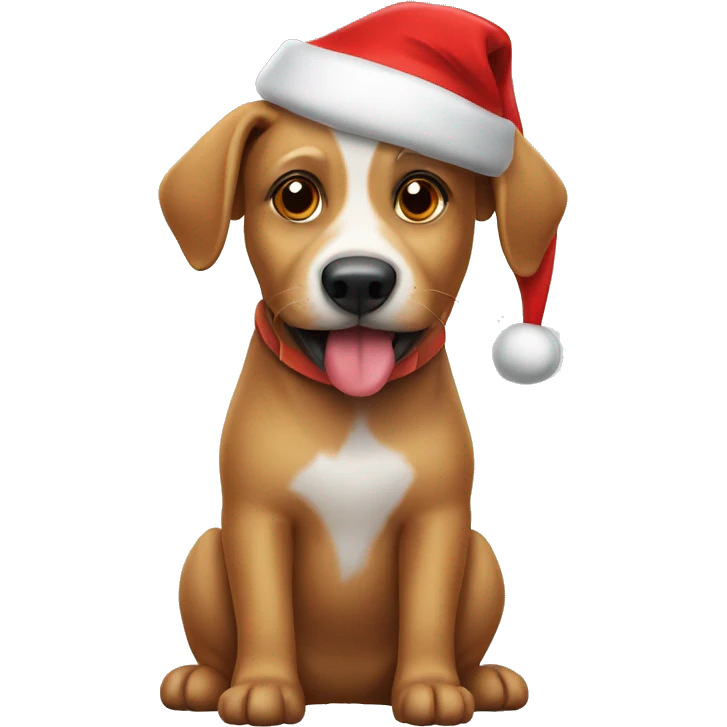 Dog wearing a Santa hat emoji