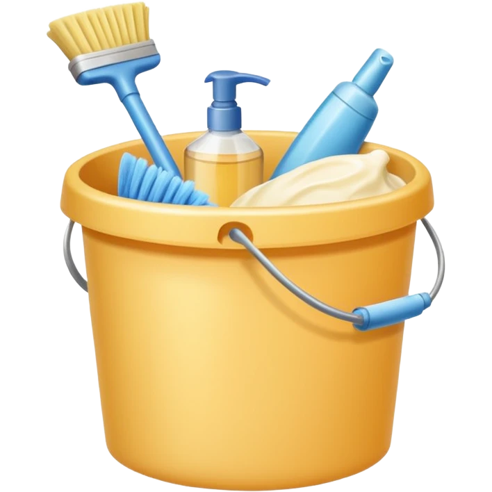 Realistic cleaning essentials with cream color emoji
