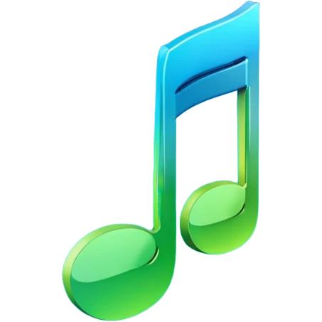 3D gradient blue to green music icon logo note  no background unique y2k clipart emoji