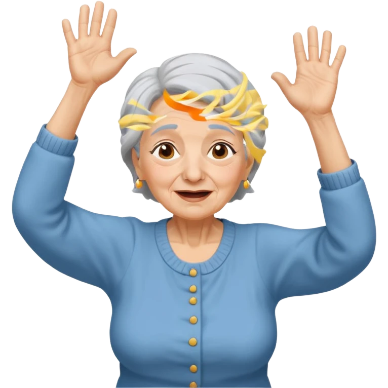 Old lady hands up raise the roof dancing  like she doesn’t care  emoji