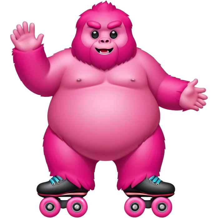 fat  pink red yeti roller skating  emoji