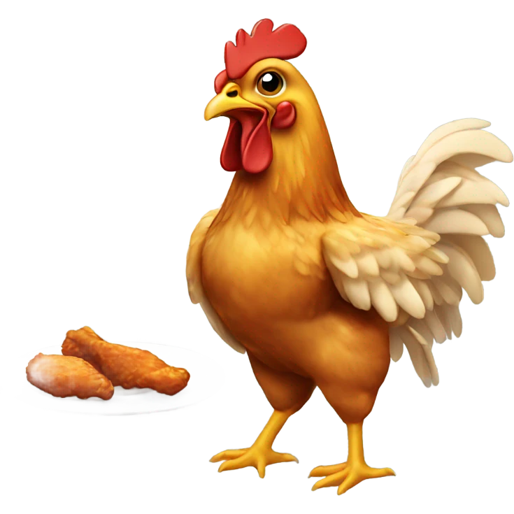 Chicken eating chicken wings emoji