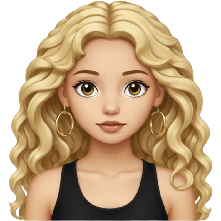 Im a girl whos lightskin, i have wavy long hair and i usually wear a black crop top with small gold hoop earrings emoji