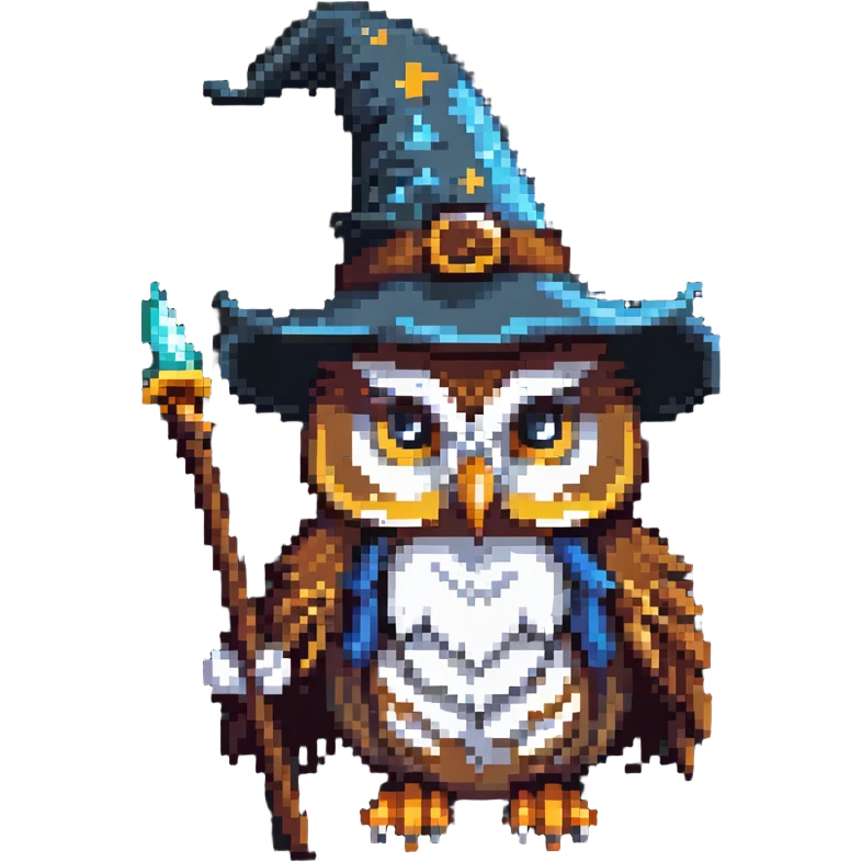 Owl with a wizard hat emoji