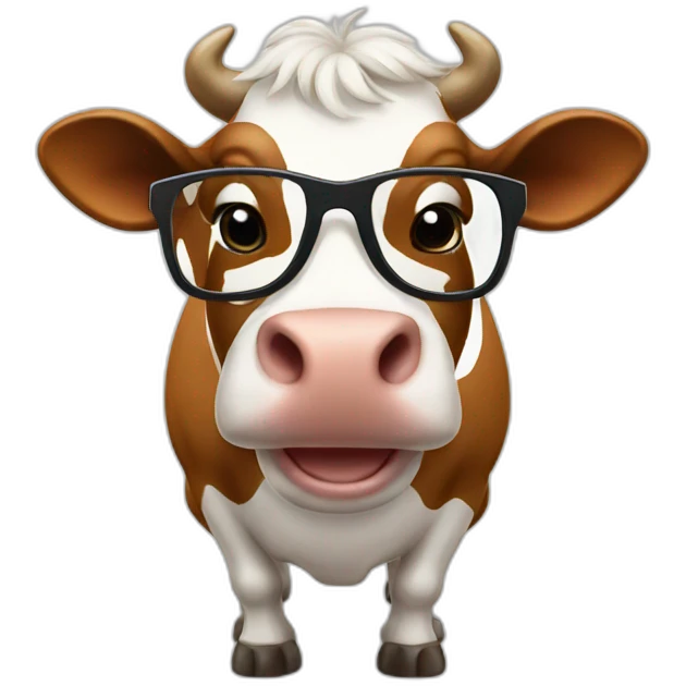 cow with glasses with thumbs up emoji