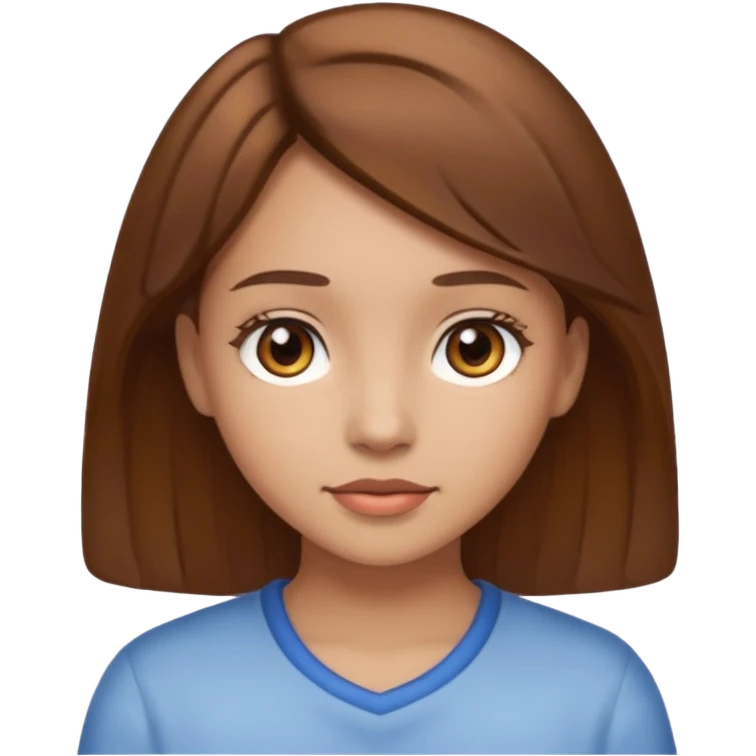 a girl with light skin and brown hair and brown eyes  emoji