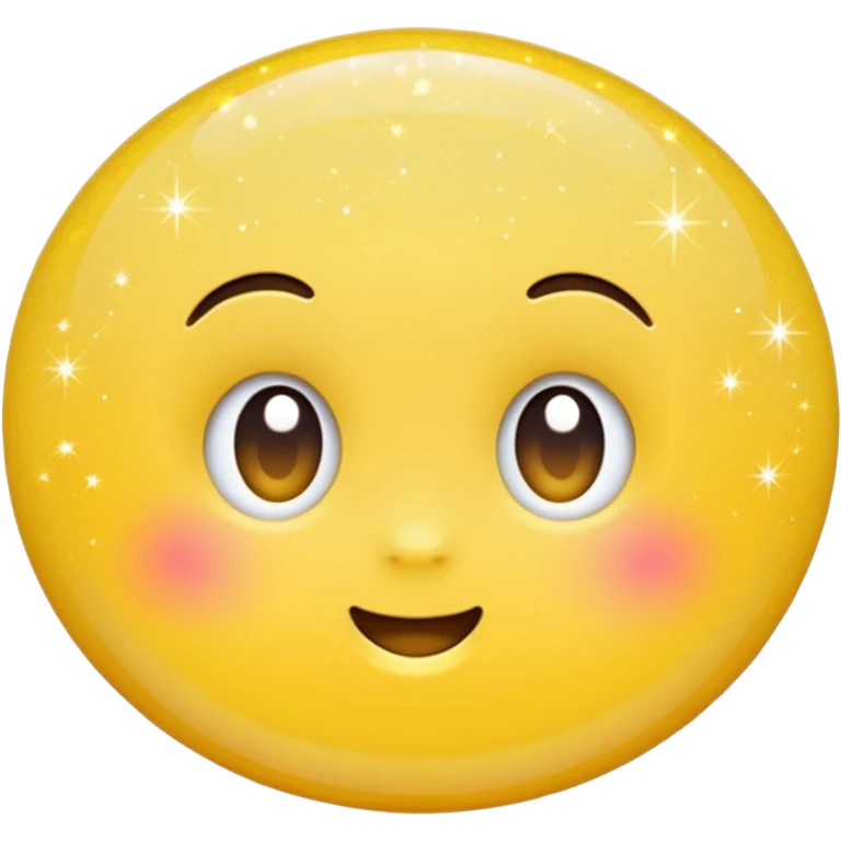yellow glitter, sparkling effect, smooth gradient colors, rounded and cute appearance, simple white background, high-resolution.
 emoji