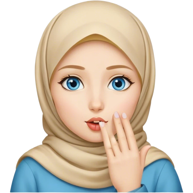 Hijab Girl with blond hair blue eyes beautiful finish and sending lovely kisses  emoji