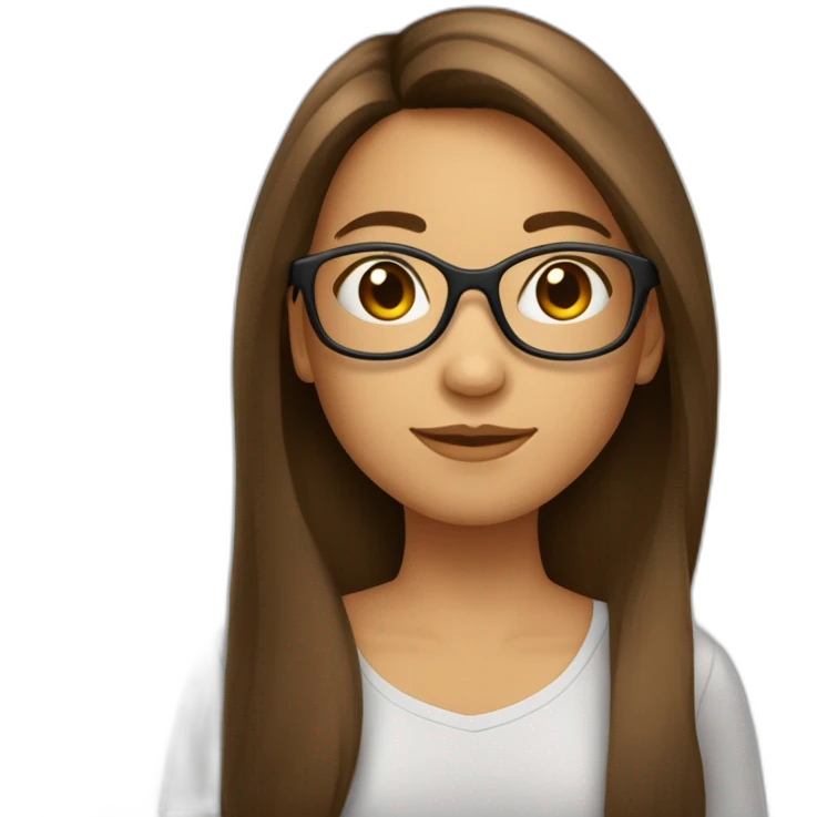 Une fille de 14 ans cheveux brun et mis long lisse avec lunettes ronde  emoji