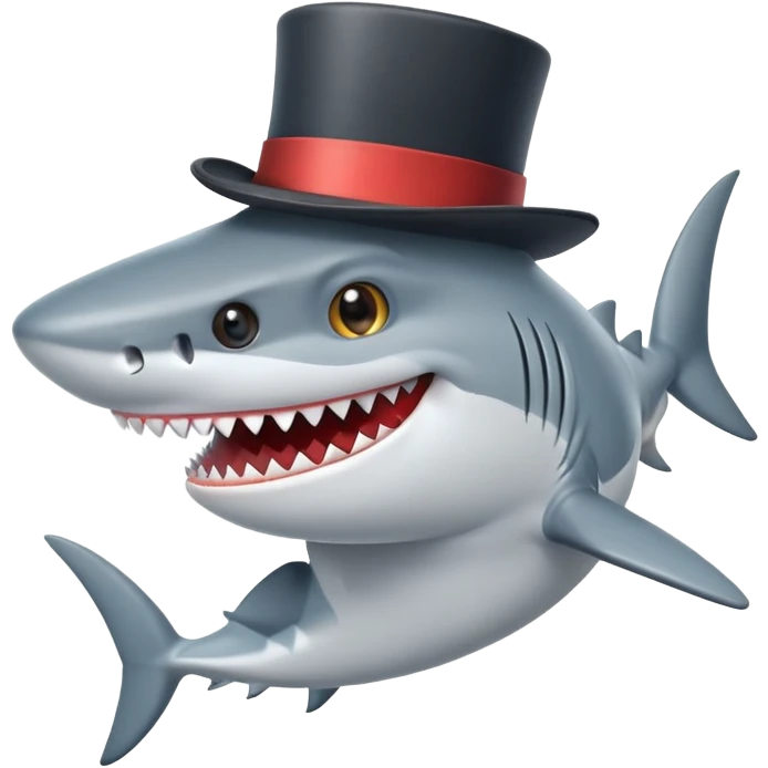 Shark with a top hat emoji