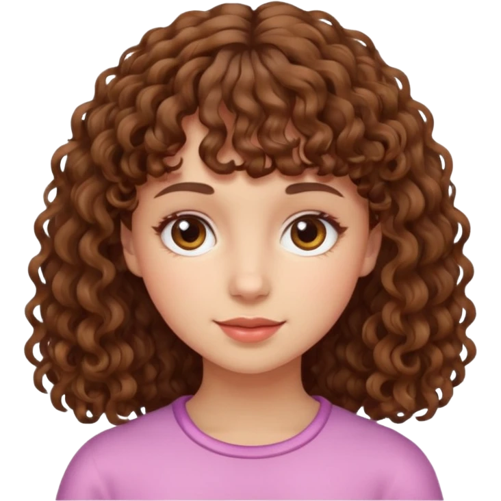 Chica rizada castaña con flequillo  emoji
