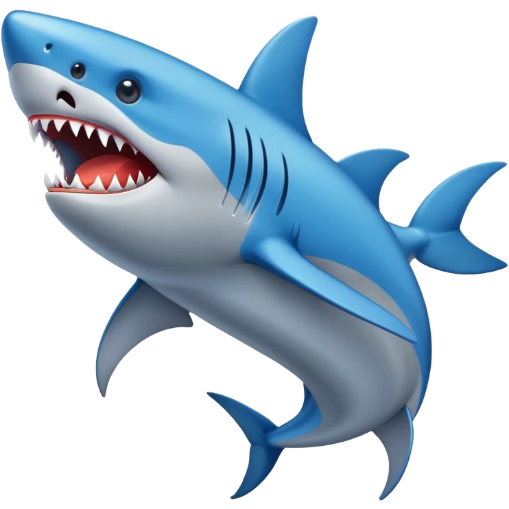 Un tiburón con tres zapatos azules  emoji