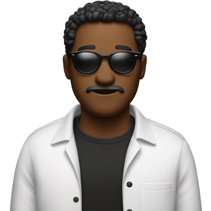 emoji black mang red shirt glasses standing next to white eoman emoji