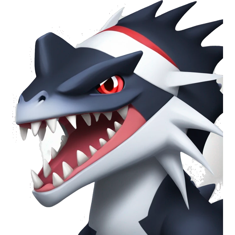 Black Cool Edgy Nargacuga-Garchomp-Absol Fakémon  with White and Red Edgy markings emoji