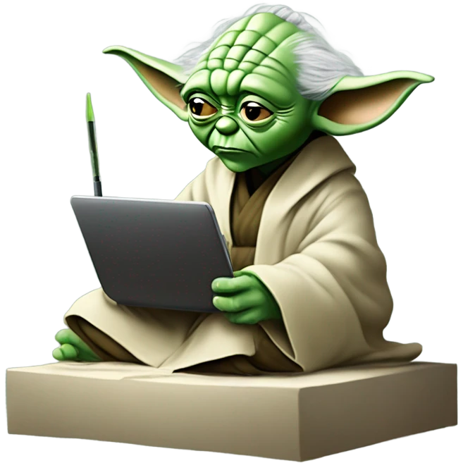 Master Yoda draws on a graphics tablet emoji