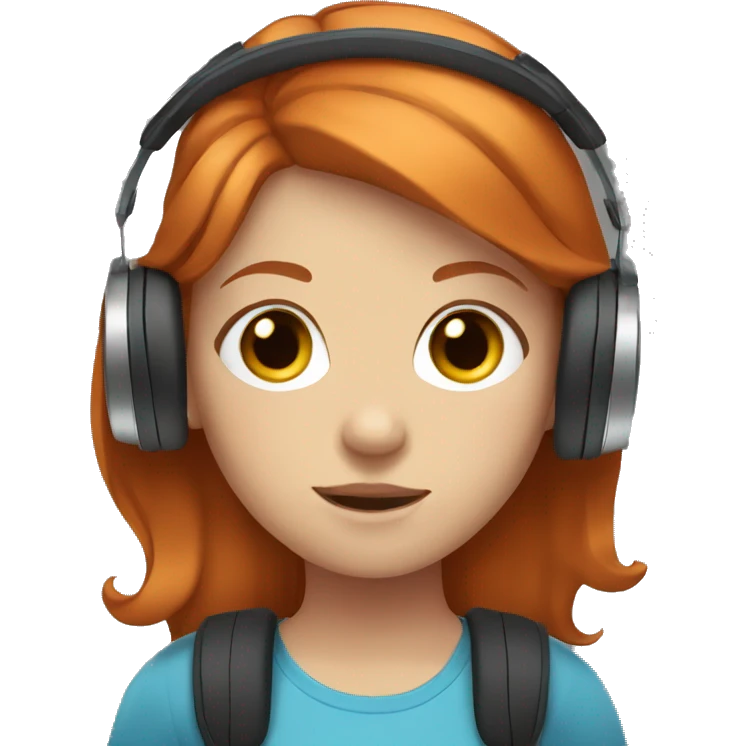 girl with ginger hair with blue eyes and headphones  emoji