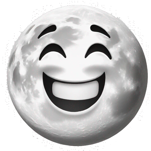 White full moon with laugh emoji